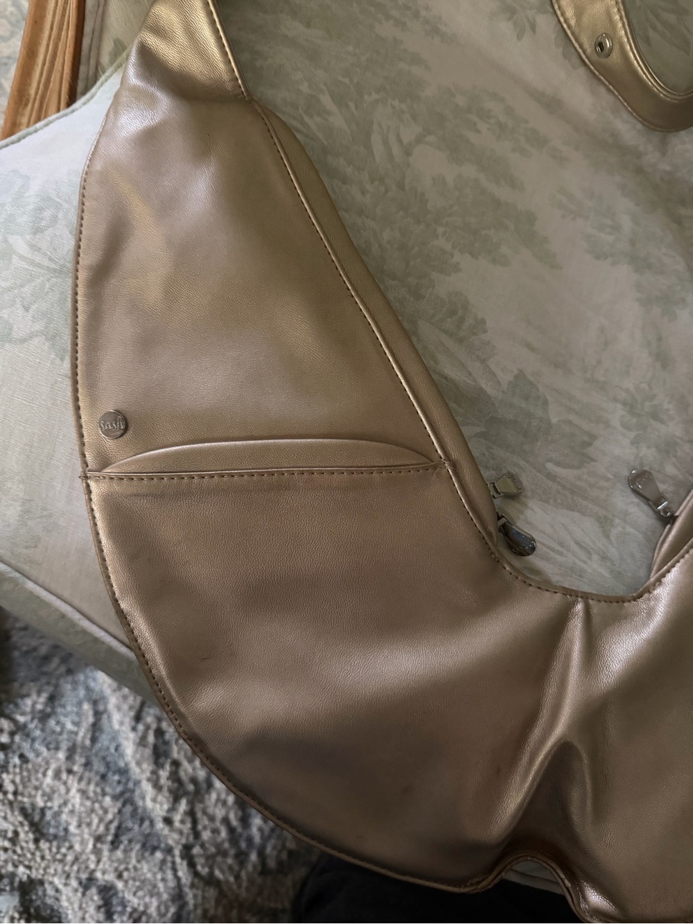 SASH bag - faux soft gold leather; crossbody organizer